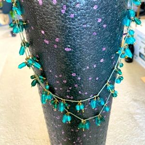 Long layering blue glass necklace